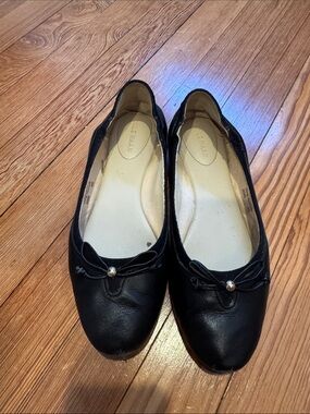 Cole Haan Black Leather Bow Ballet Flats